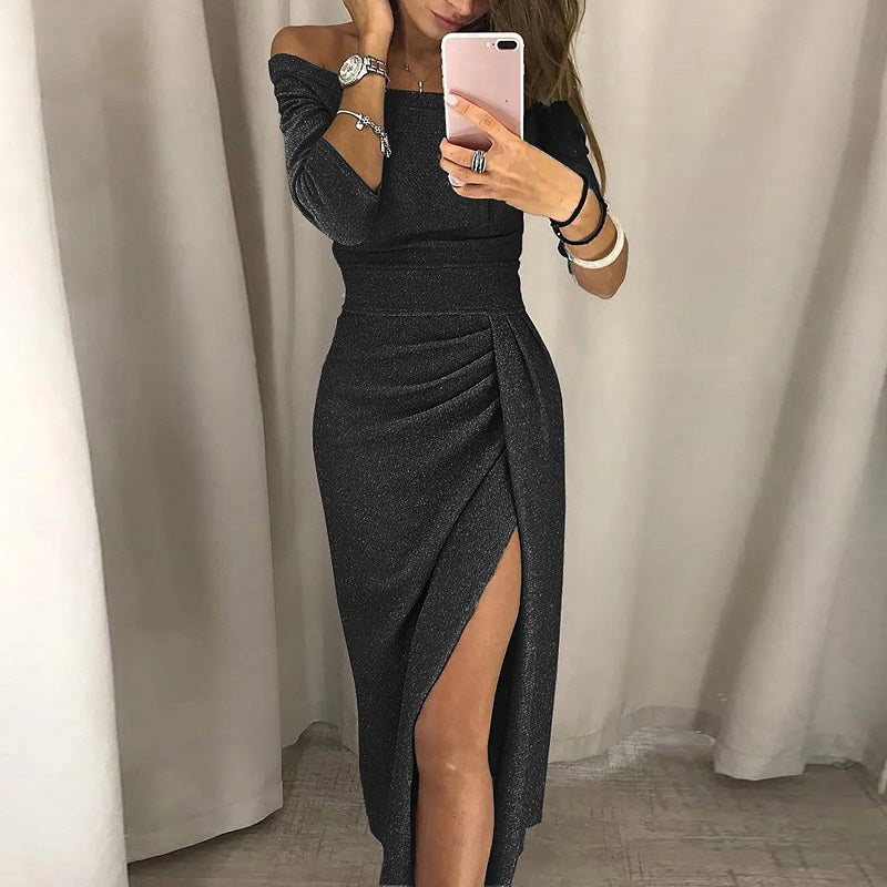 Sashna™ - Schulterfreies Bodycon-Glitzerkleid