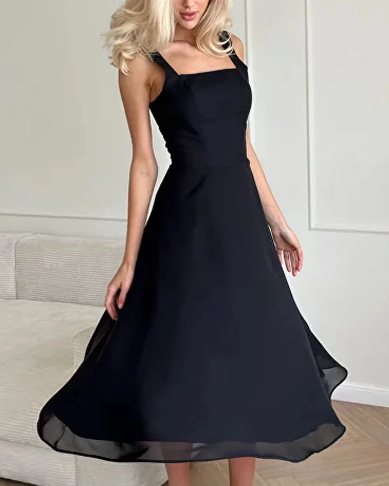 Francine™ - Elegantes Chiffonkleid mit eckigem Ausschnitt