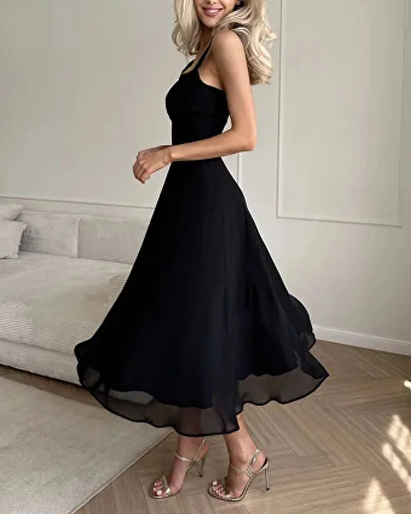 Francine™ - Elegantes Chiffonkleid mit eckigem Ausschnitt